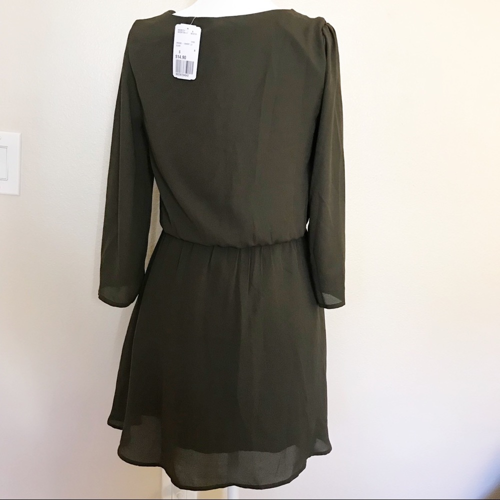 NWT Olive Green Mini Dress, F21 - Picture 4 of 6
